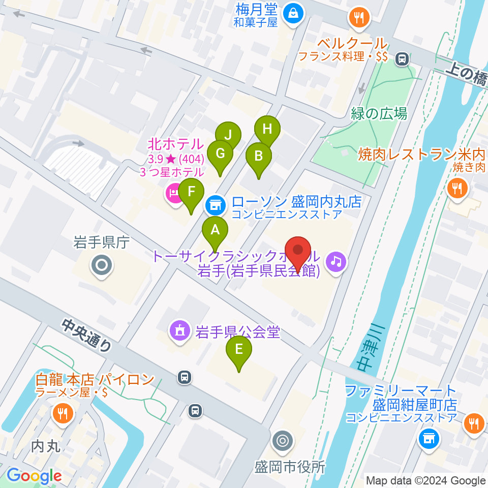 トーサイクラシックホール岩手周辺のファミレス・ファーストフード一覧地図