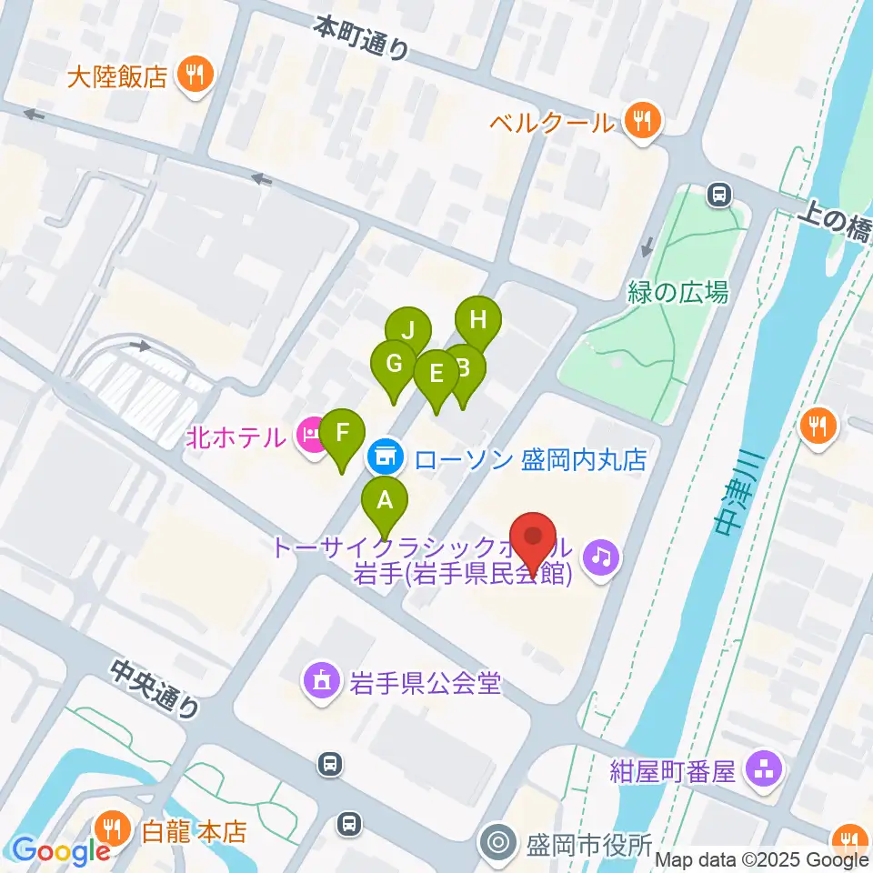トーサイクラシックホール岩手周辺のファミレス・ファーストフード一覧地図