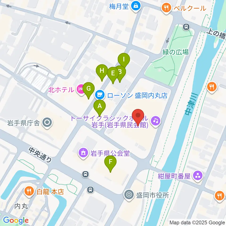 トーサイクラシックホール岩手周辺のファミレス・ファーストフード一覧地図