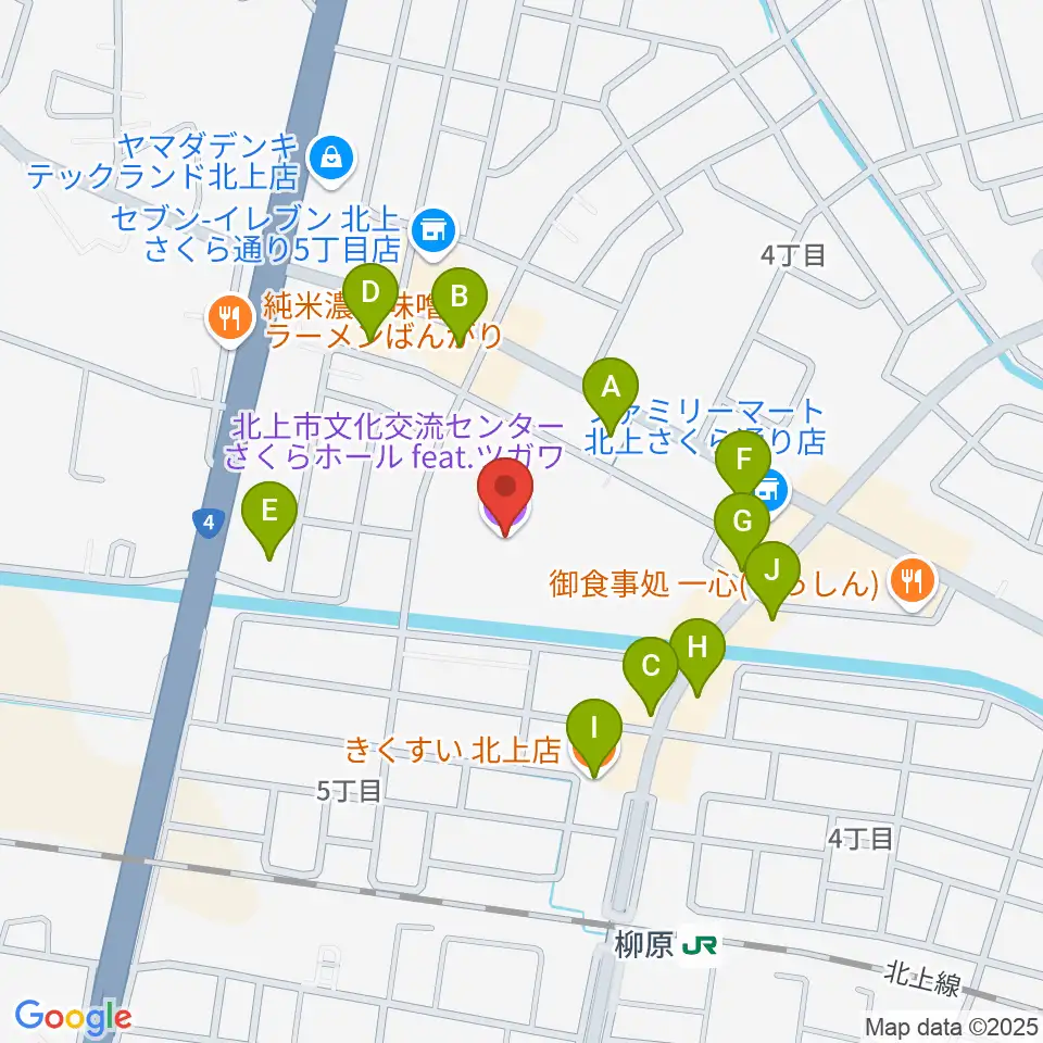 さくらホールfeat.ツガワ周辺のファミレス・ファーストフード一覧地図
