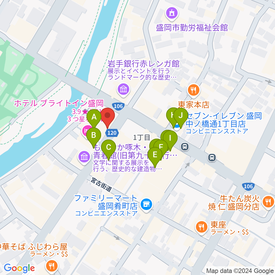 プラザおでって周辺のファミレス・ファーストフード一覧地図