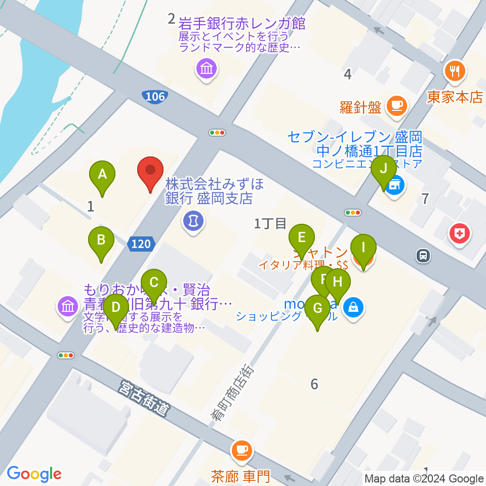 プラザおでって周辺のファミレス・ファーストフード一覧地図