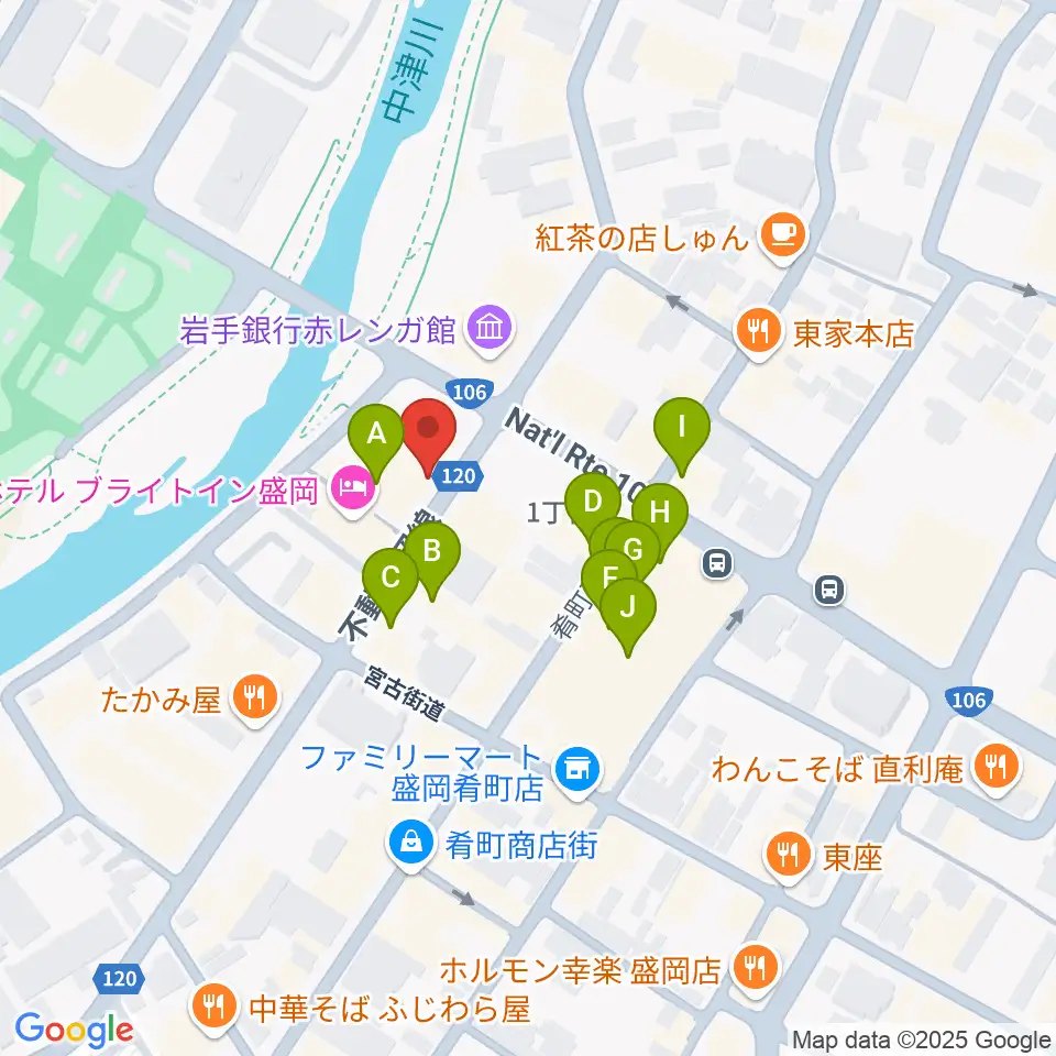プラザおでって周辺のファミレス・ファーストフード一覧地図