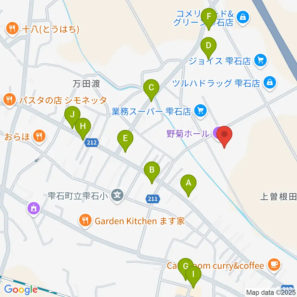 雫石町中央公民館 野菊ホール周辺のファミレス・ファーストフード一覧地図