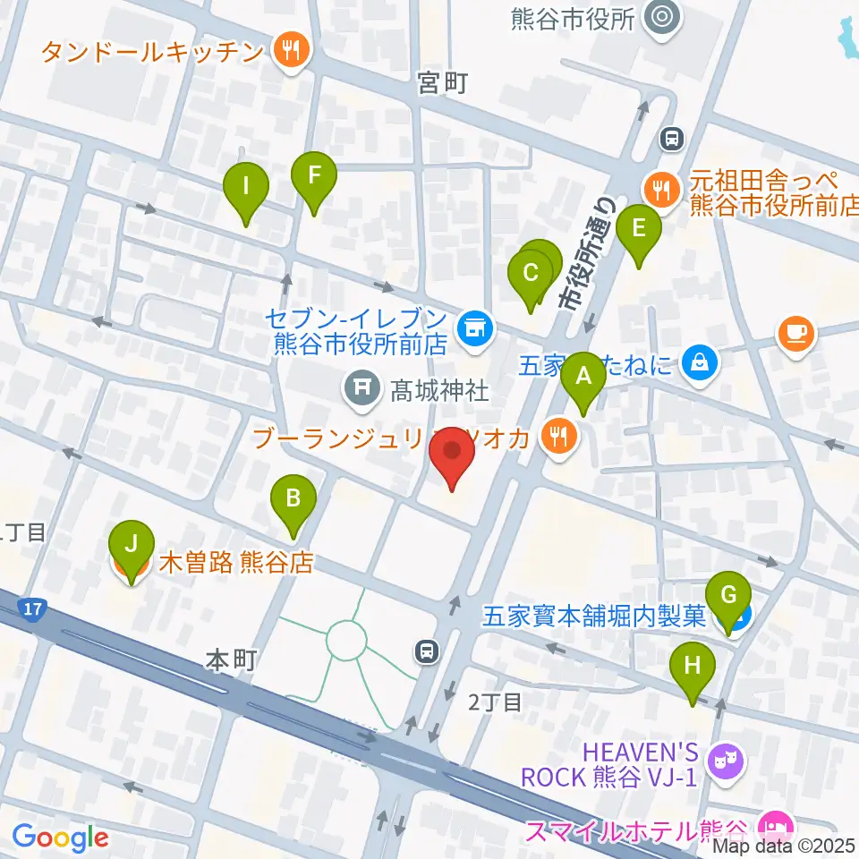 熊谷ジャンゴ周辺のファミレス・ファーストフード一覧地図