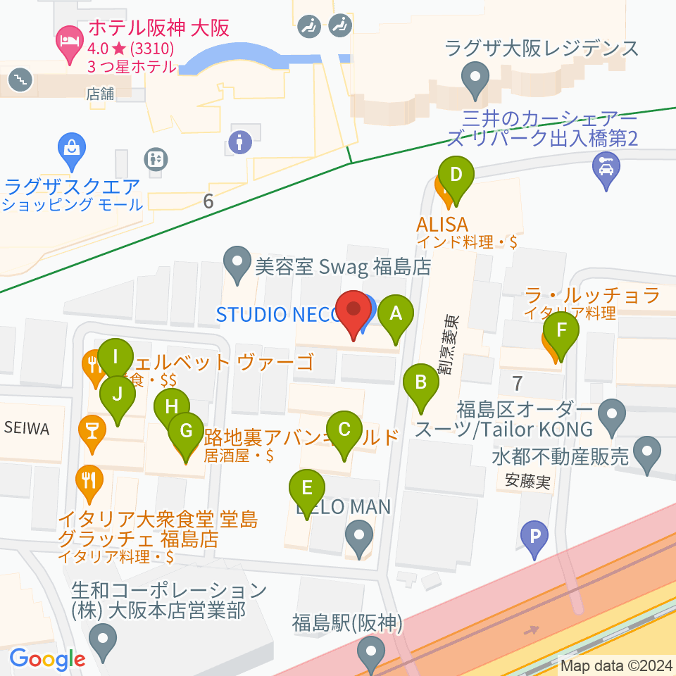 スタジオNECO周辺のファミレス・ファーストフード一覧地図