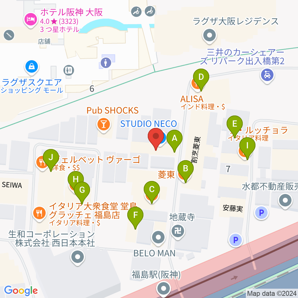 スタジオNECO周辺のファミレス・ファーストフード一覧地図