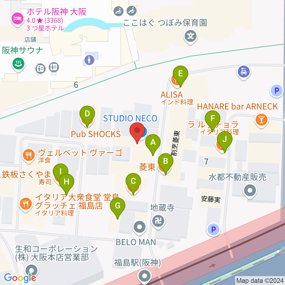 スタジオNECO周辺のファミレス・ファーストフード一覧地図