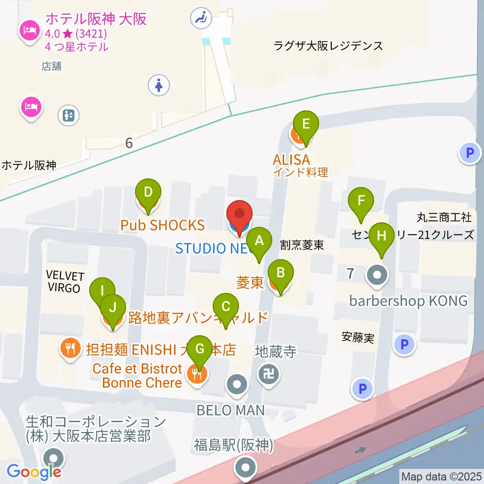 スタジオNECO周辺のファミレス・ファーストフード一覧地図