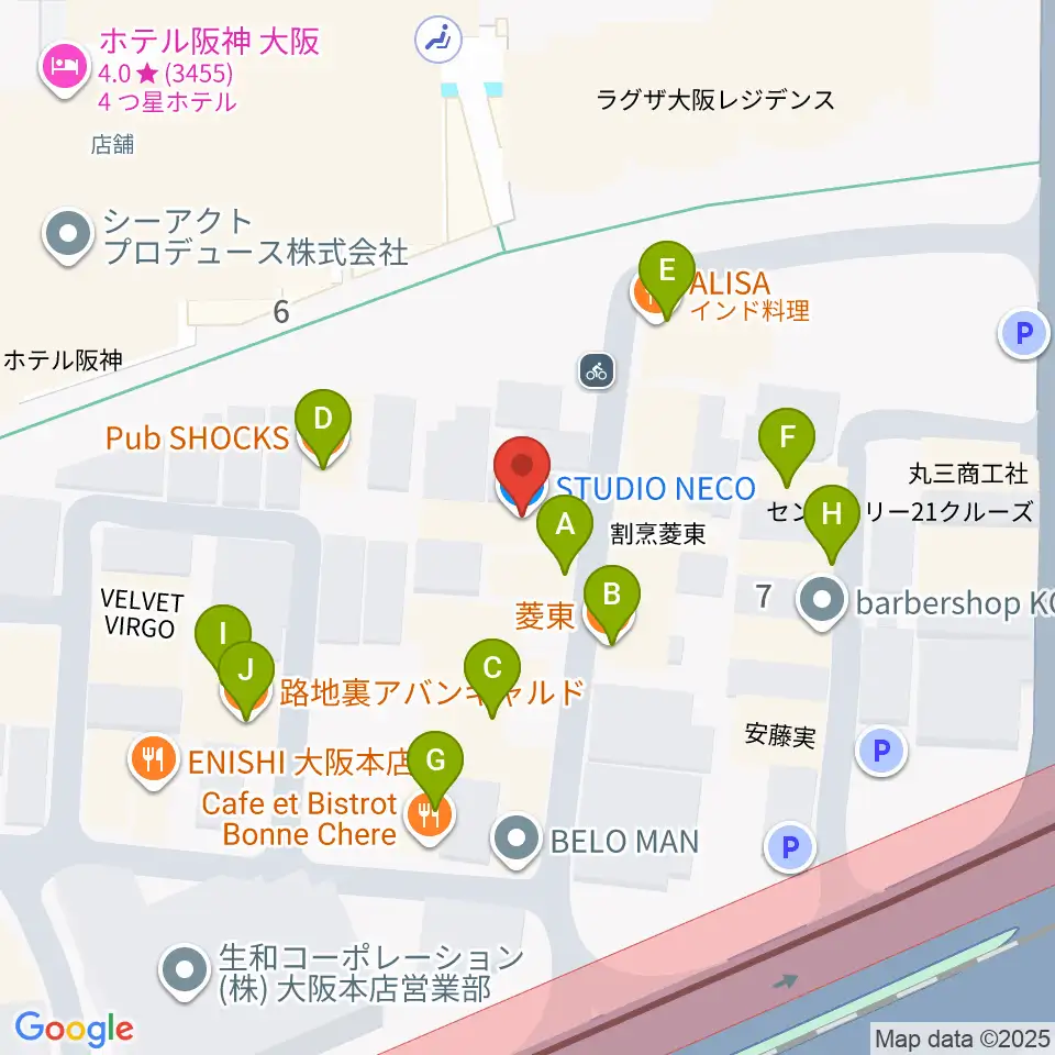 スタジオNECO周辺のファミレス・ファーストフード一覧地図