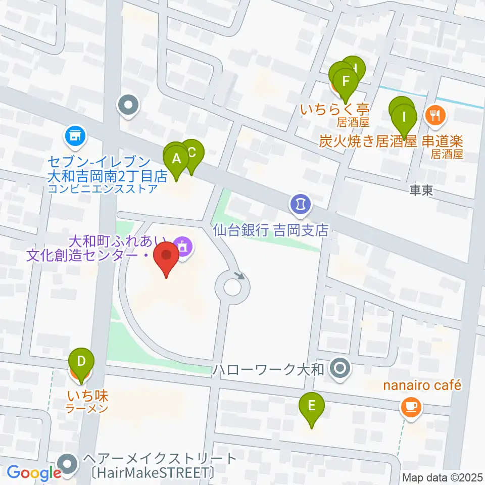 大和町ふれあい文化創造センターまほろばホール周辺のファミレス・ファーストフード一覧地図