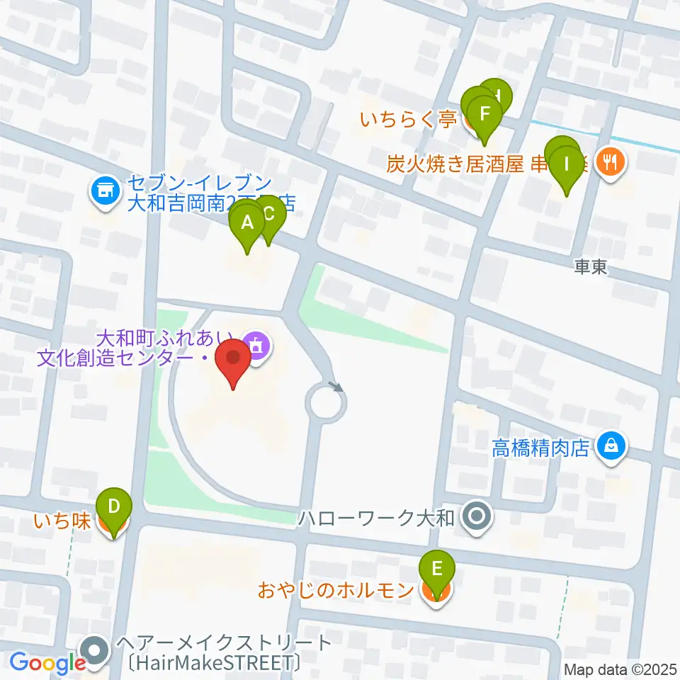 大和町ふれあい文化創造センターまほろばホール周辺のファミレス・ファーストフード一覧地図