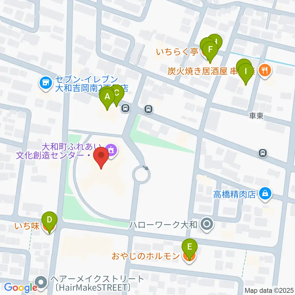 大和町ふれあい文化創造センターまほろばホール周辺のファミレス・ファーストフード一覧地図