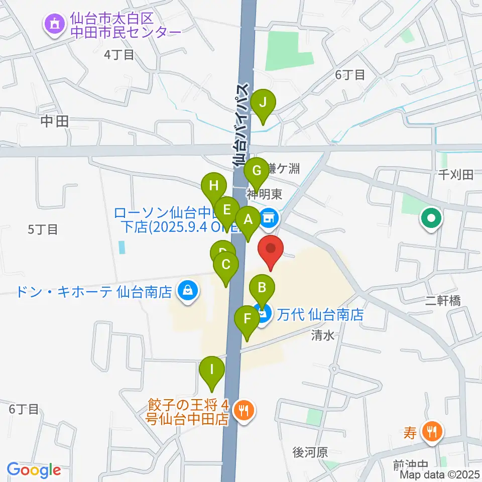 アズテックミュージアム周辺のファミレス・ファーストフード一覧地図