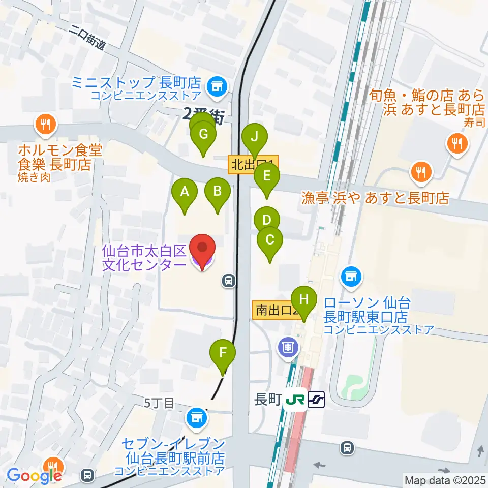 太白区文化センター 楽楽楽ホール周辺のファミレス・ファーストフード一覧地図