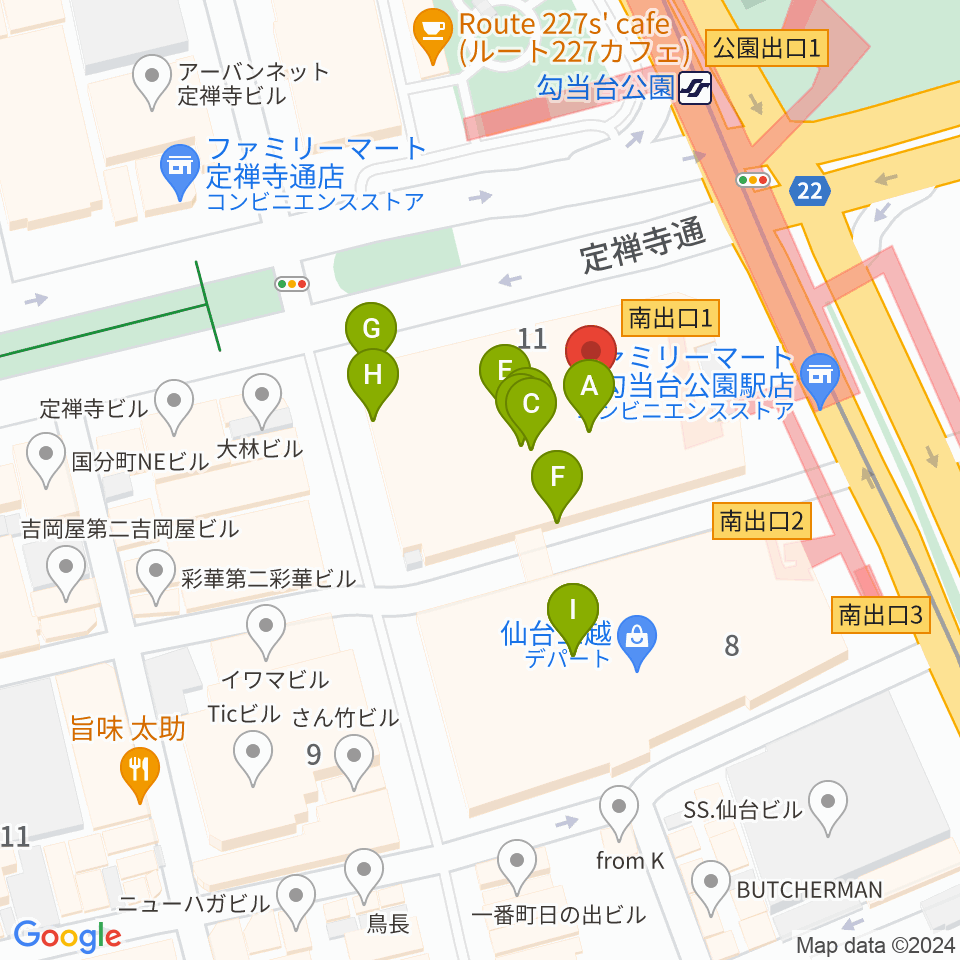 エル・パーク仙台周辺のファミレス・ファーストフード一覧地図