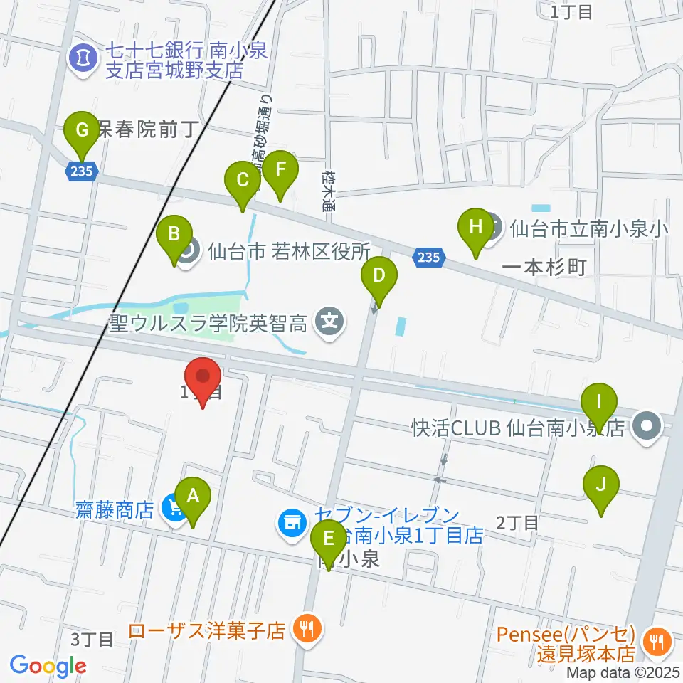 若林区文化センター周辺のファミレス・ファーストフード一覧地図