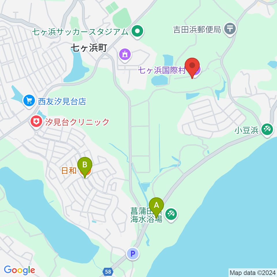 七ヶ浜国際村 国際村ホール周辺のファミレス・ファーストフード一覧地図