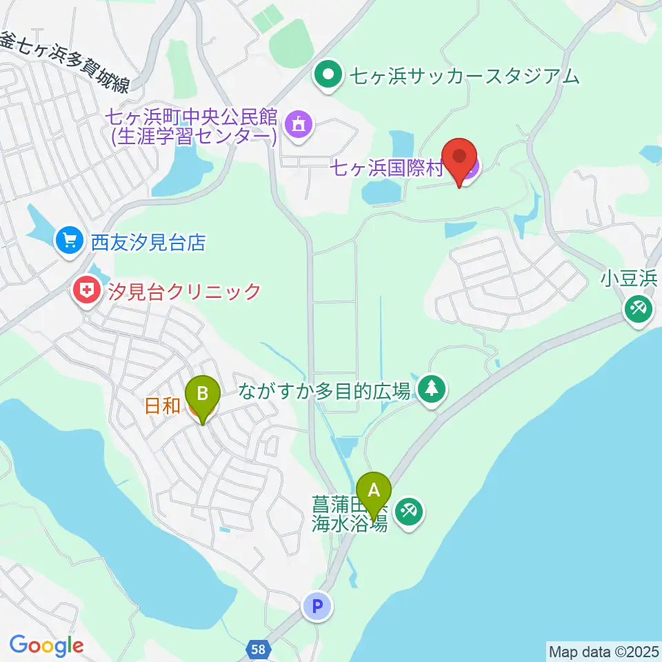 七ヶ浜国際村 国際村ホール周辺のファミレス・ファーストフード一覧地図