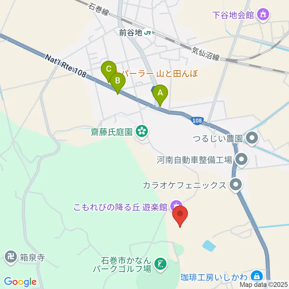 こもれびの降る丘 遊楽館周辺のファミレス・ファーストフード一覧地図