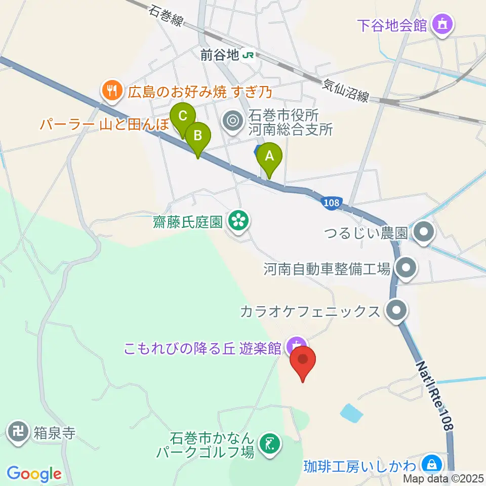 こもれびの降る丘 遊楽館周辺のファミレス・ファーストフード一覧地図