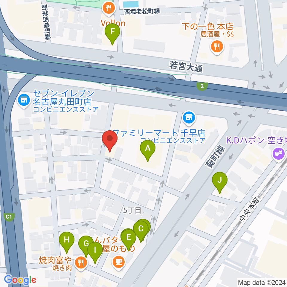 名鶴ダンスカンパニー周辺のファミレス・ファーストフード一覧地図