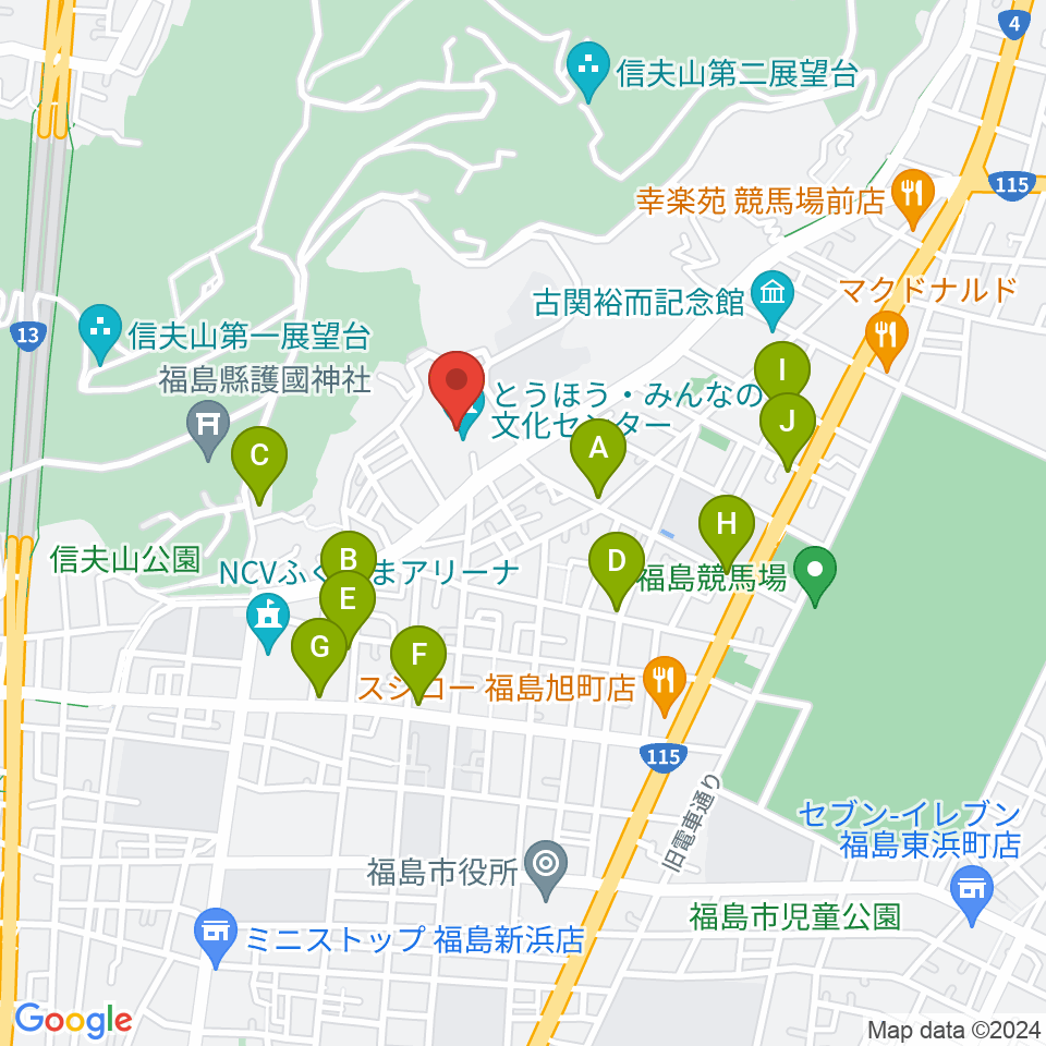 とうほう・みんなの文化センター周辺のファミレス・ファーストフード一覧地図