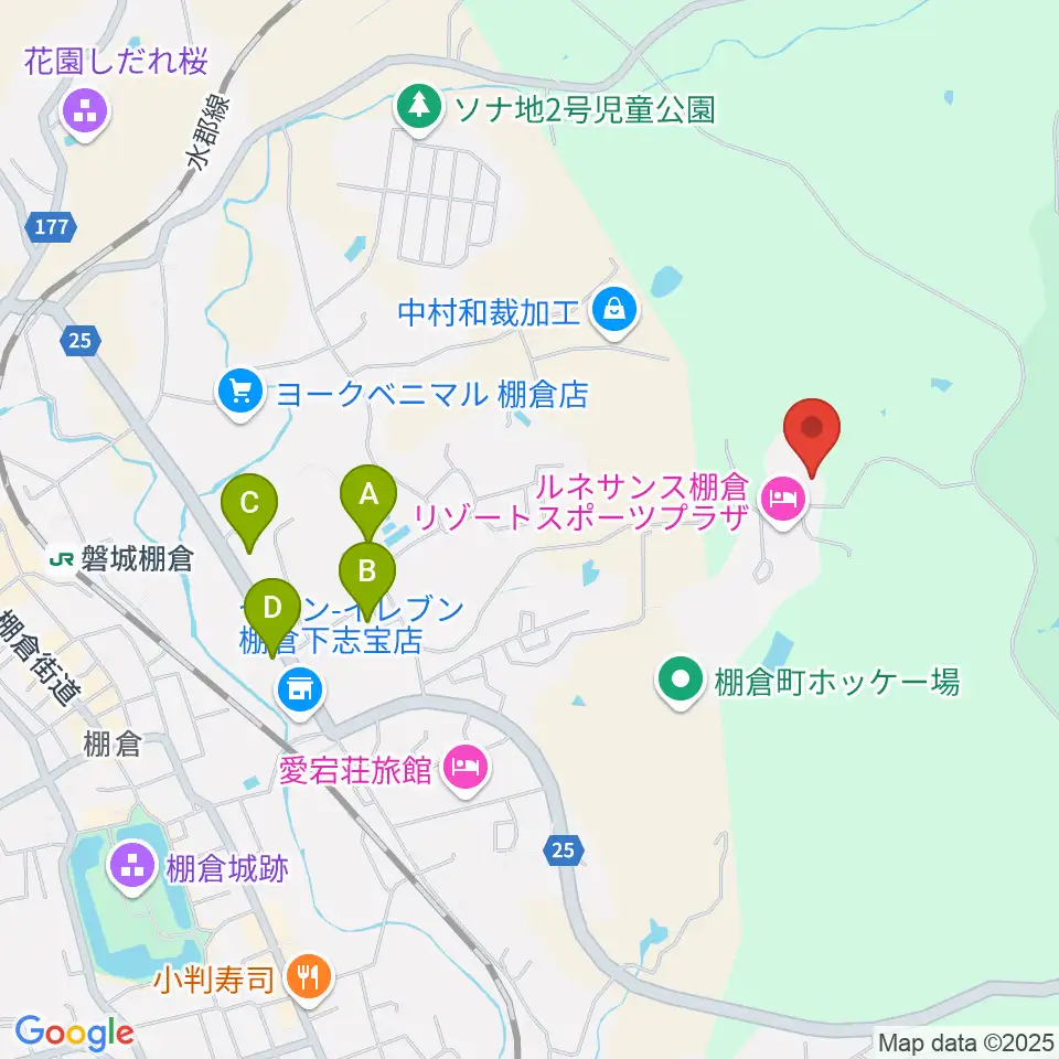 棚倉町文化センター 倉美館周辺のファミレス・ファーストフード一覧地図