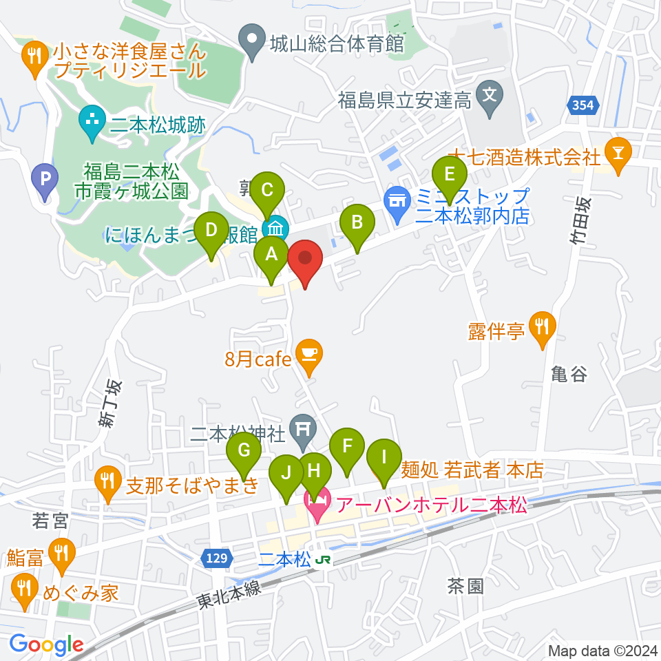 福島県男女共生センター周辺のファミレス・ファーストフード一覧地図