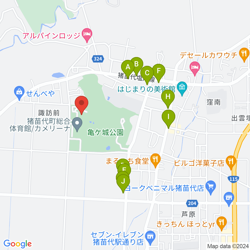 猪苗代町体験交流館周辺のファミレス・ファーストフード一覧地図