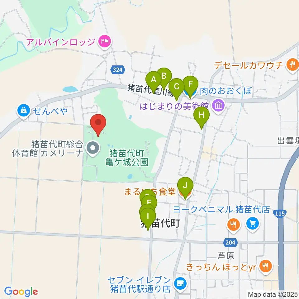 猪苗代町体験交流館周辺のファミレス・ファーストフード一覧地図
