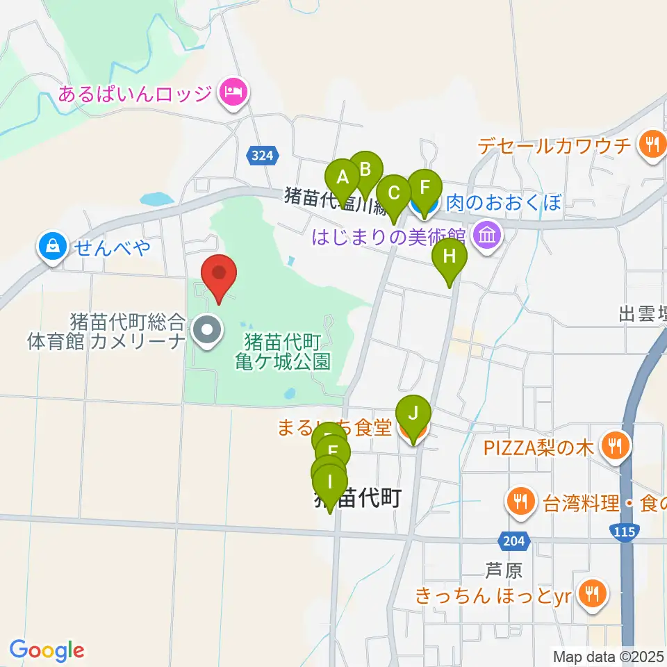 猪苗代町体験交流館周辺のファミレス・ファーストフード一覧地図
