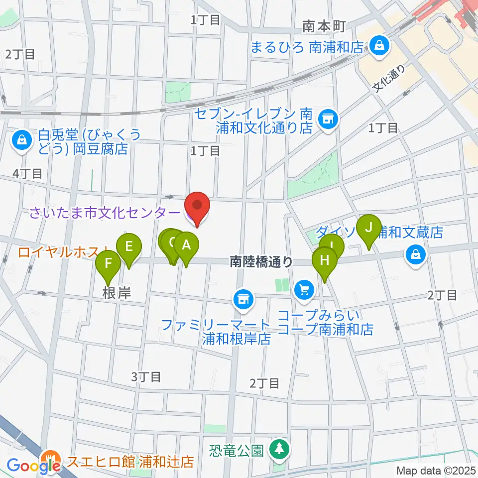 さいたま市文化センター周辺のファミレス・ファーストフード一覧地図