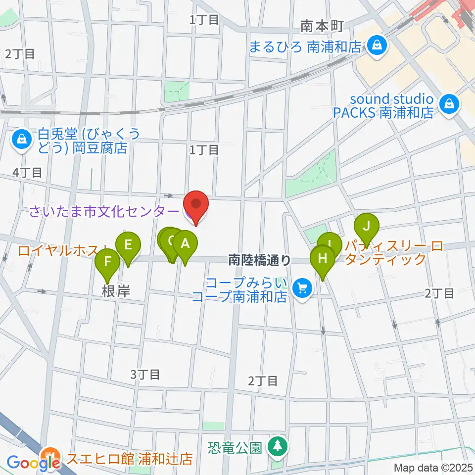 さいたま市文化センター周辺のファミレス・ファーストフード一覧地図