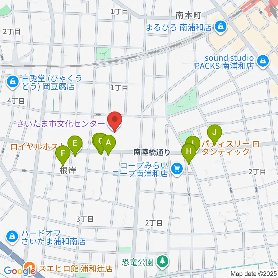 さいたま市文化センター周辺のファミレス・ファーストフード一覧地図