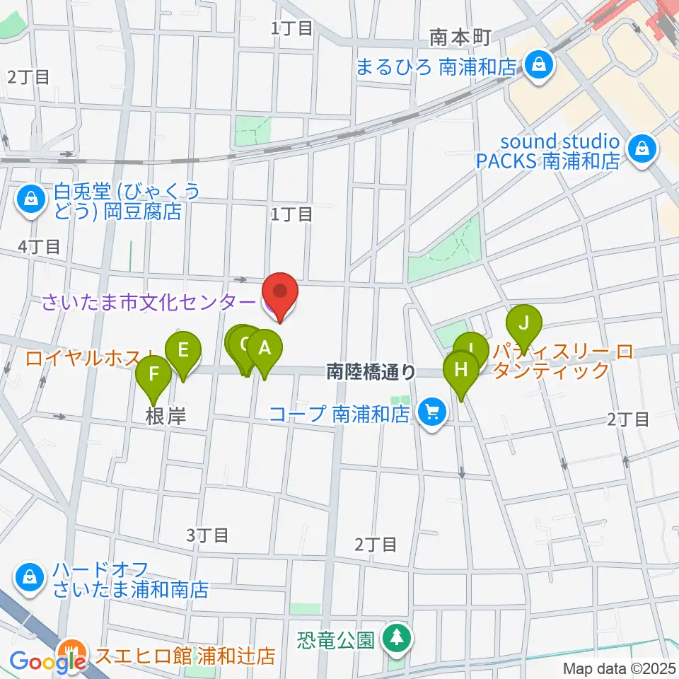さいたま市文化センター周辺のファミレス・ファーストフード一覧地図