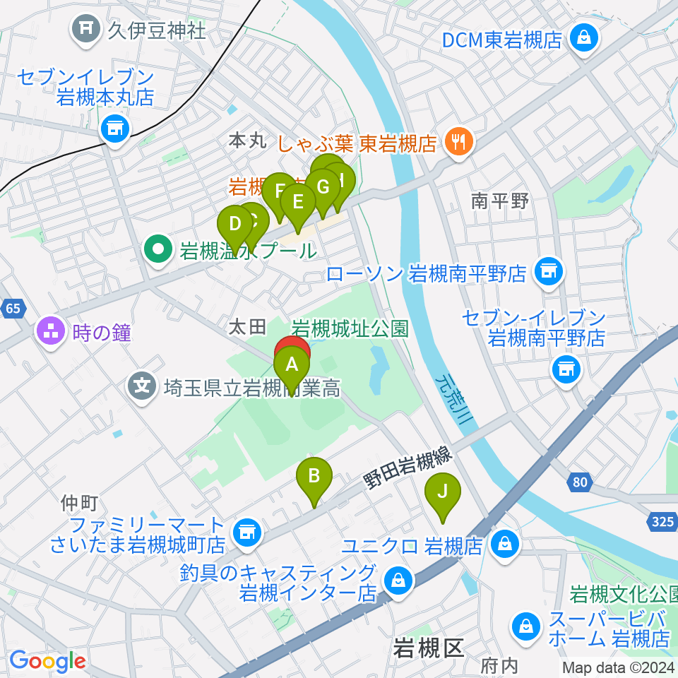 さいたま市民会館いわつき周辺のファミレス・ファーストフード一覧地図