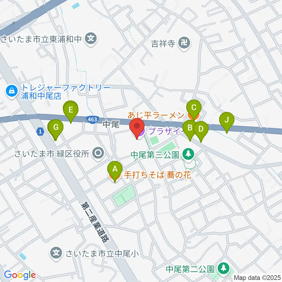 プラザイースト周辺のファミレス・ファーストフード一覧地図