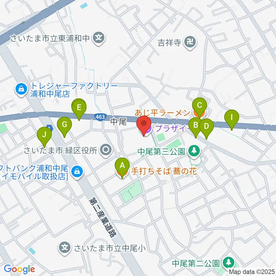 プラザイースト周辺のファミレス・ファーストフード一覧地図