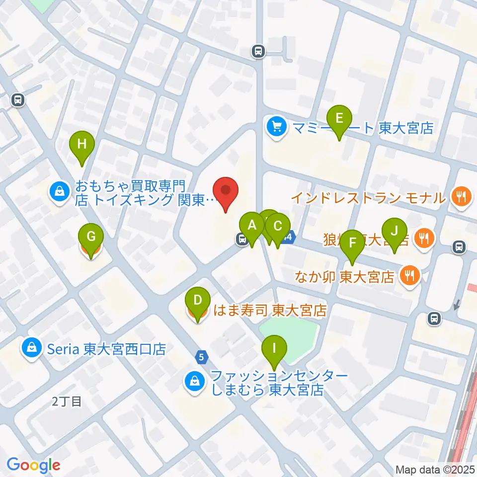 東大宮コミュニティセンター周辺のファミレス・ファーストフード一覧地図