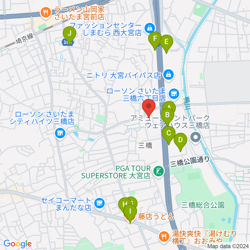 さいたま市西部文化センター周辺のファミレス・ファーストフード一覧地図