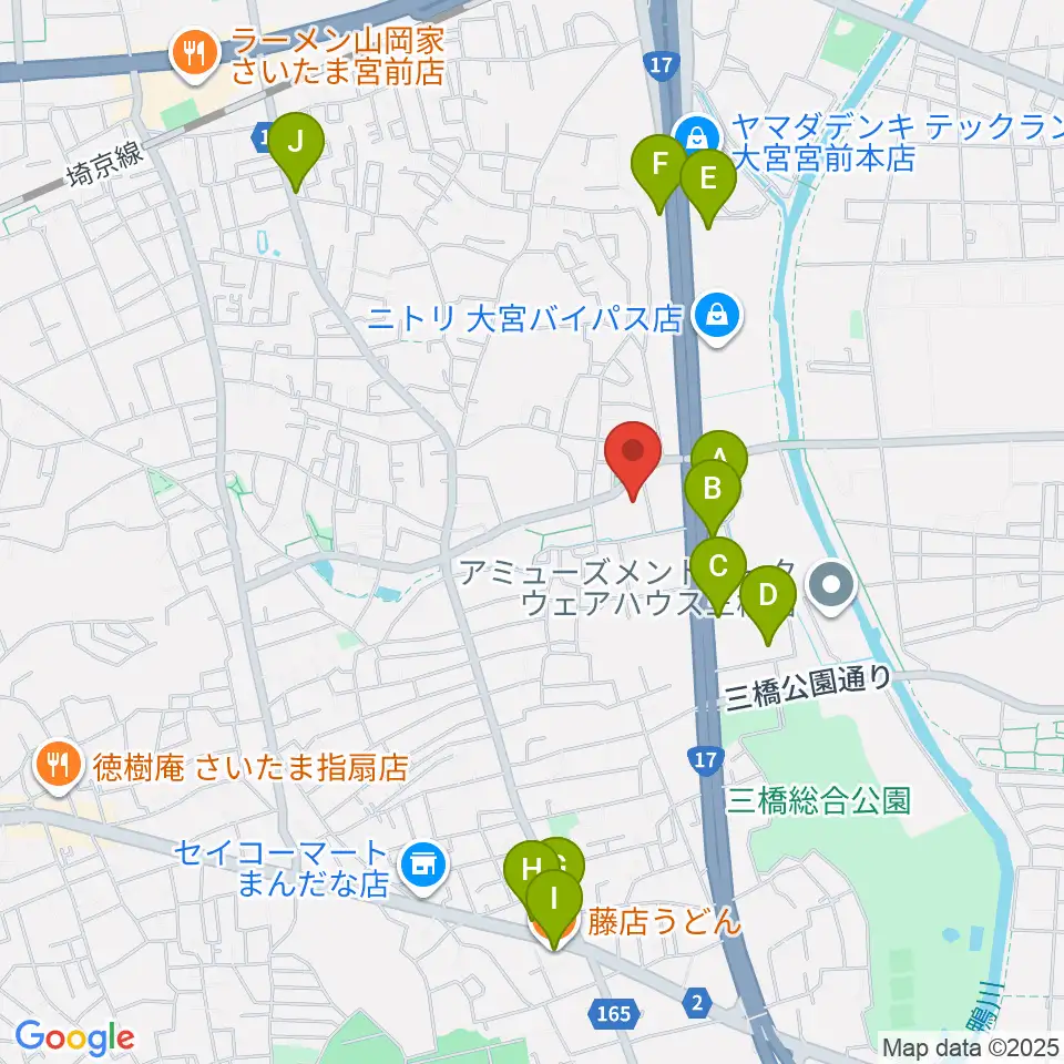 さいたま市西部文化センター周辺のファミレス・ファーストフード一覧地図