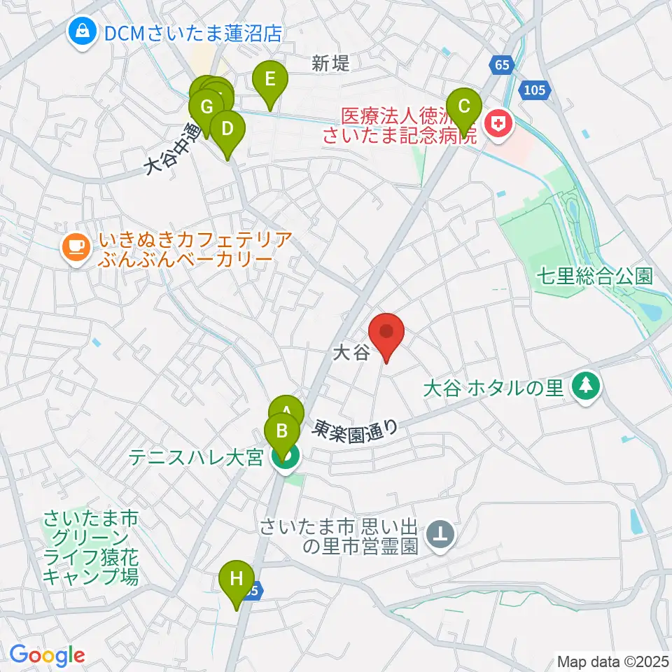 七里コミュニティセンター周辺のファミレス・ファーストフード一覧地図
