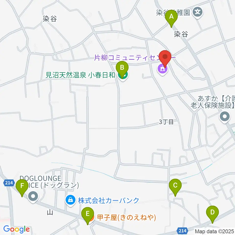 片柳コミュニティセンター 周辺のファミレス・ファーストフード一覧地図