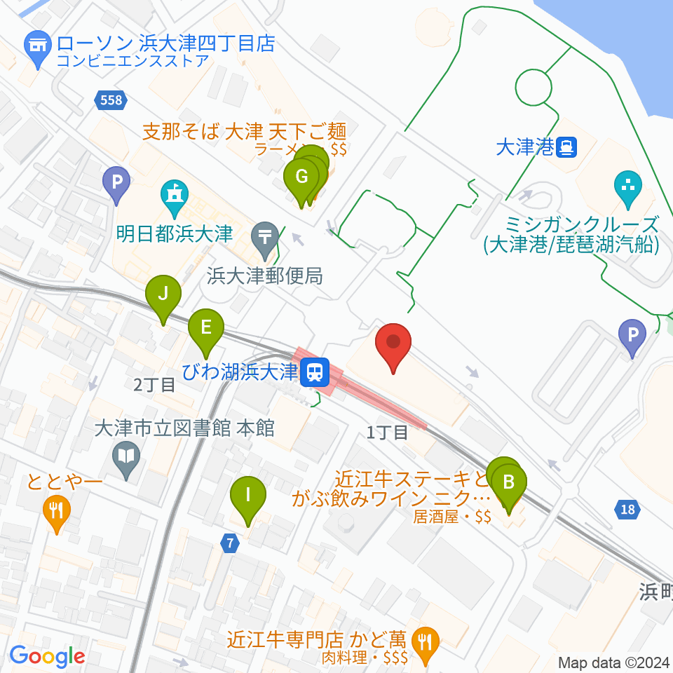 スカイプラザ浜大津周辺のファミレス・ファーストフード一覧地図