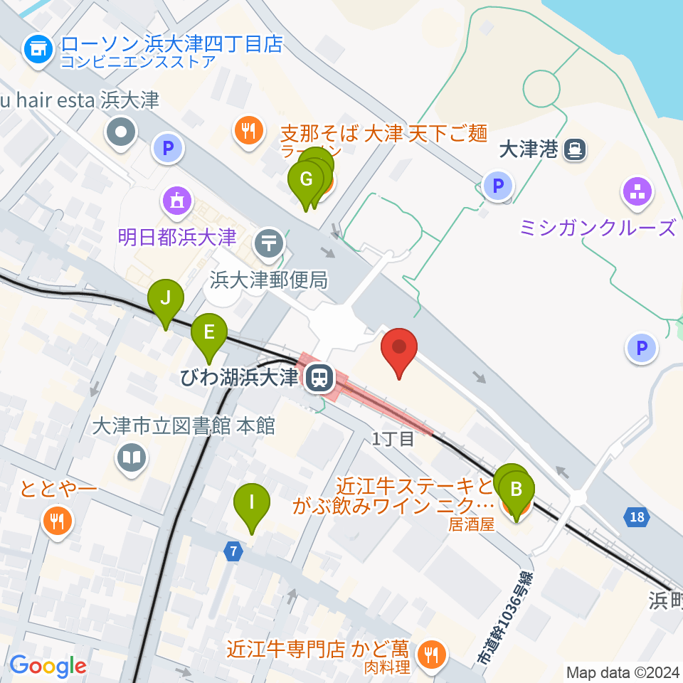 スカイプラザ浜大津周辺のファミレス・ファーストフード一覧地図