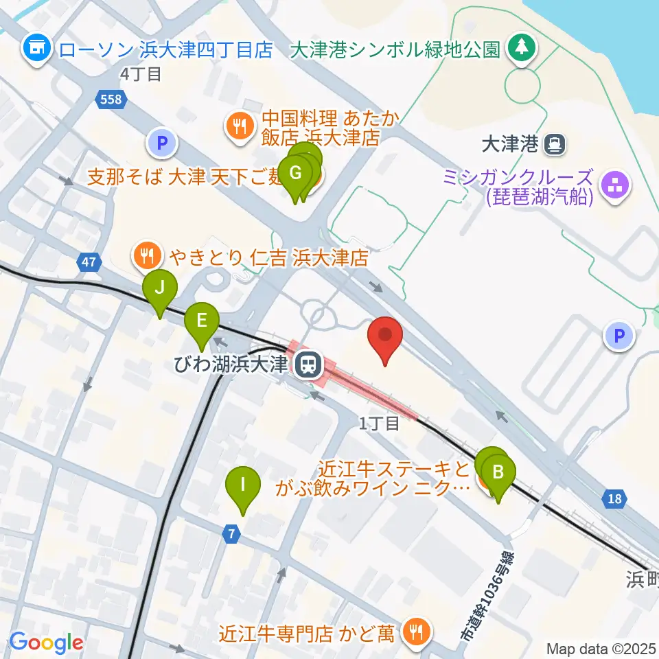 スカイプラザ浜大津周辺のファミレス・ファーストフード一覧地図