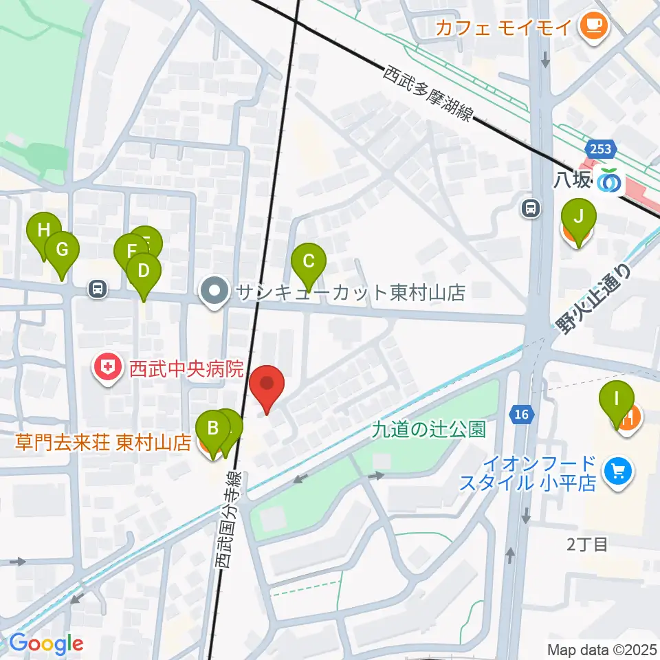 Rescue5 Music Academy周辺のファミレス・ファーストフード一覧地図