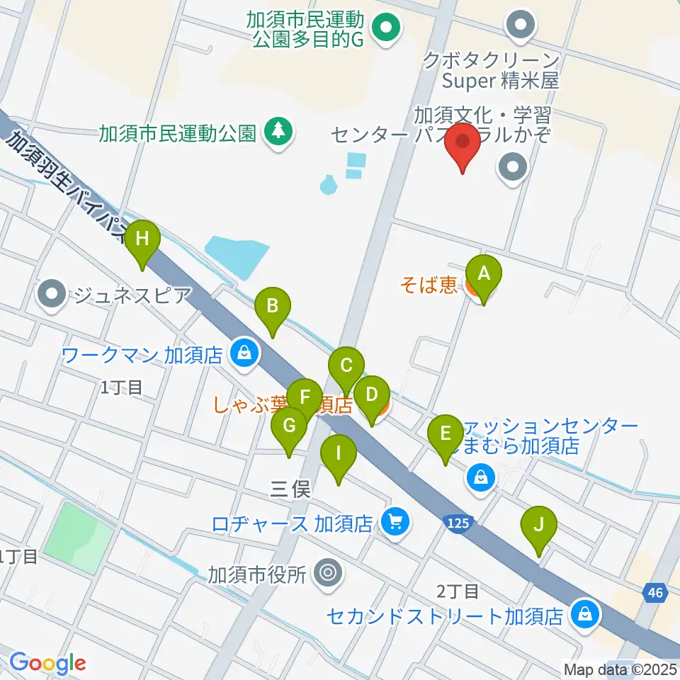 パストラルかぞ周辺のファミレス・ファーストフード一覧地図