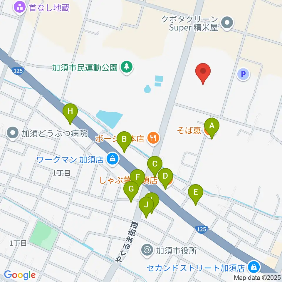 パストラルかぞ周辺のファミレス・ファーストフード一覧地図